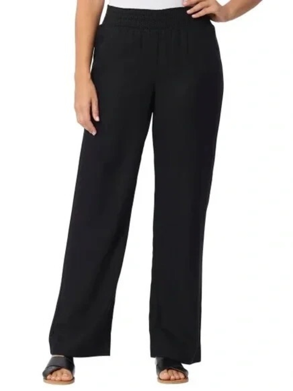 Briggs Women's Linen Blend Pant elastic waistband, Black, medium